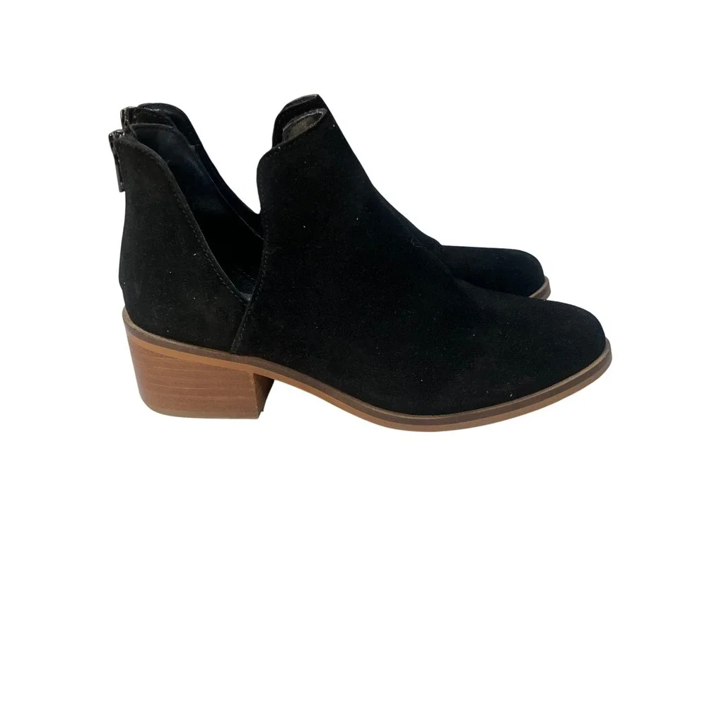 Steve Madden‎ Lancaster Black Suede V-Cut Ankle Boots Womens 6.5M Festival BOHO